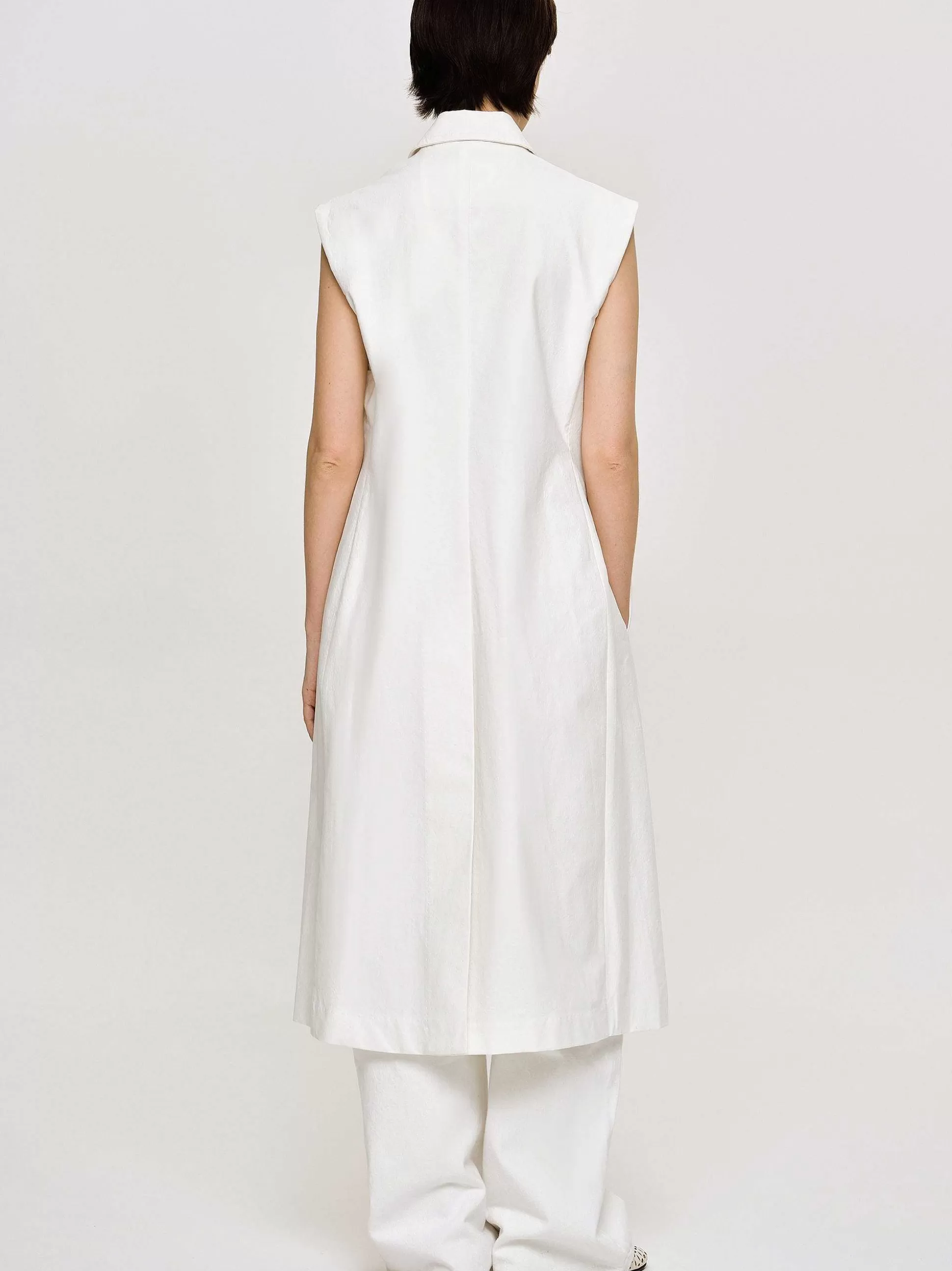 Women Source Unknown Outerwear-Sleeveless Long Blazer, White