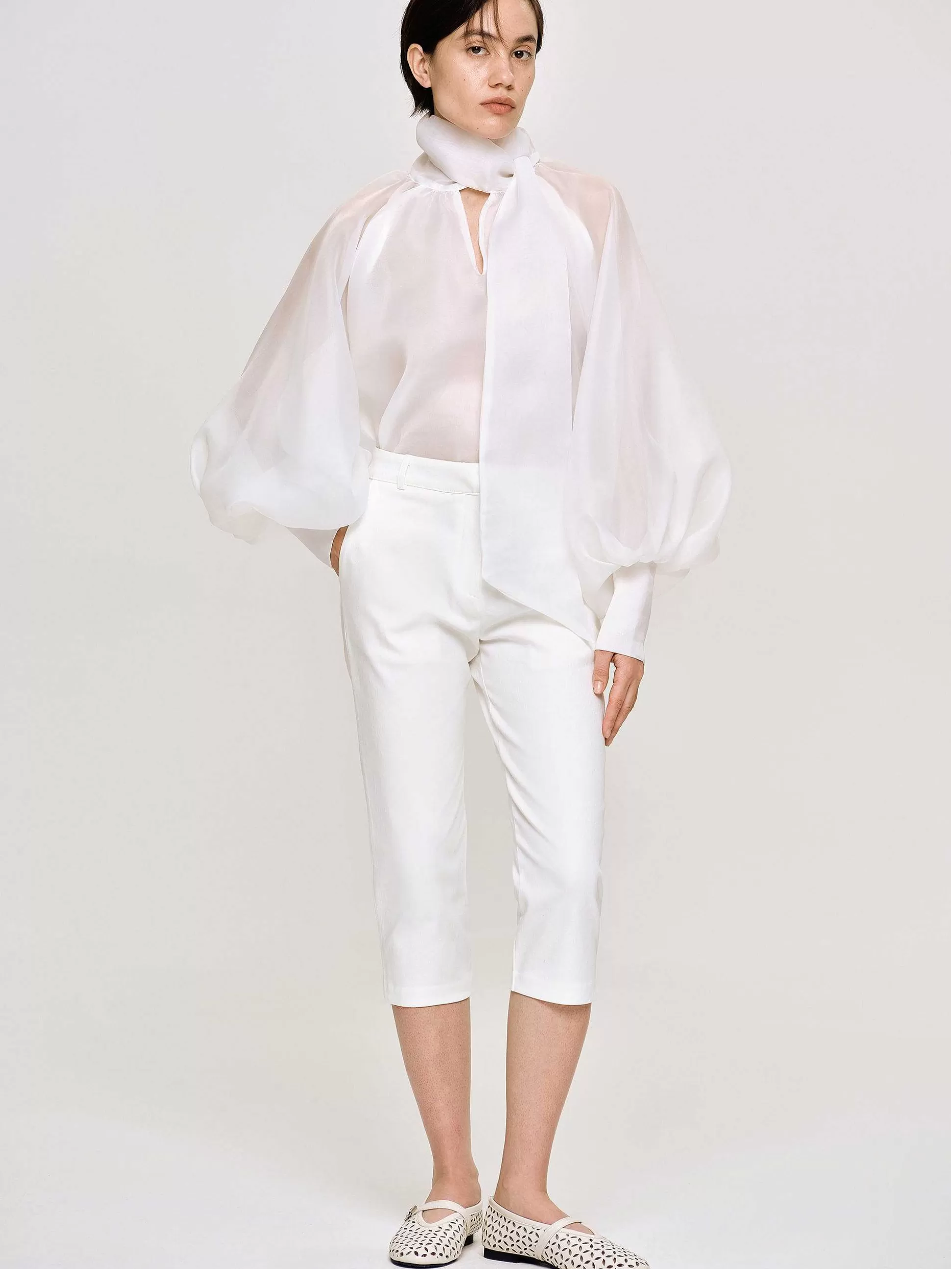 Women Source Unknown Clothing-Slim Capri Pants, White