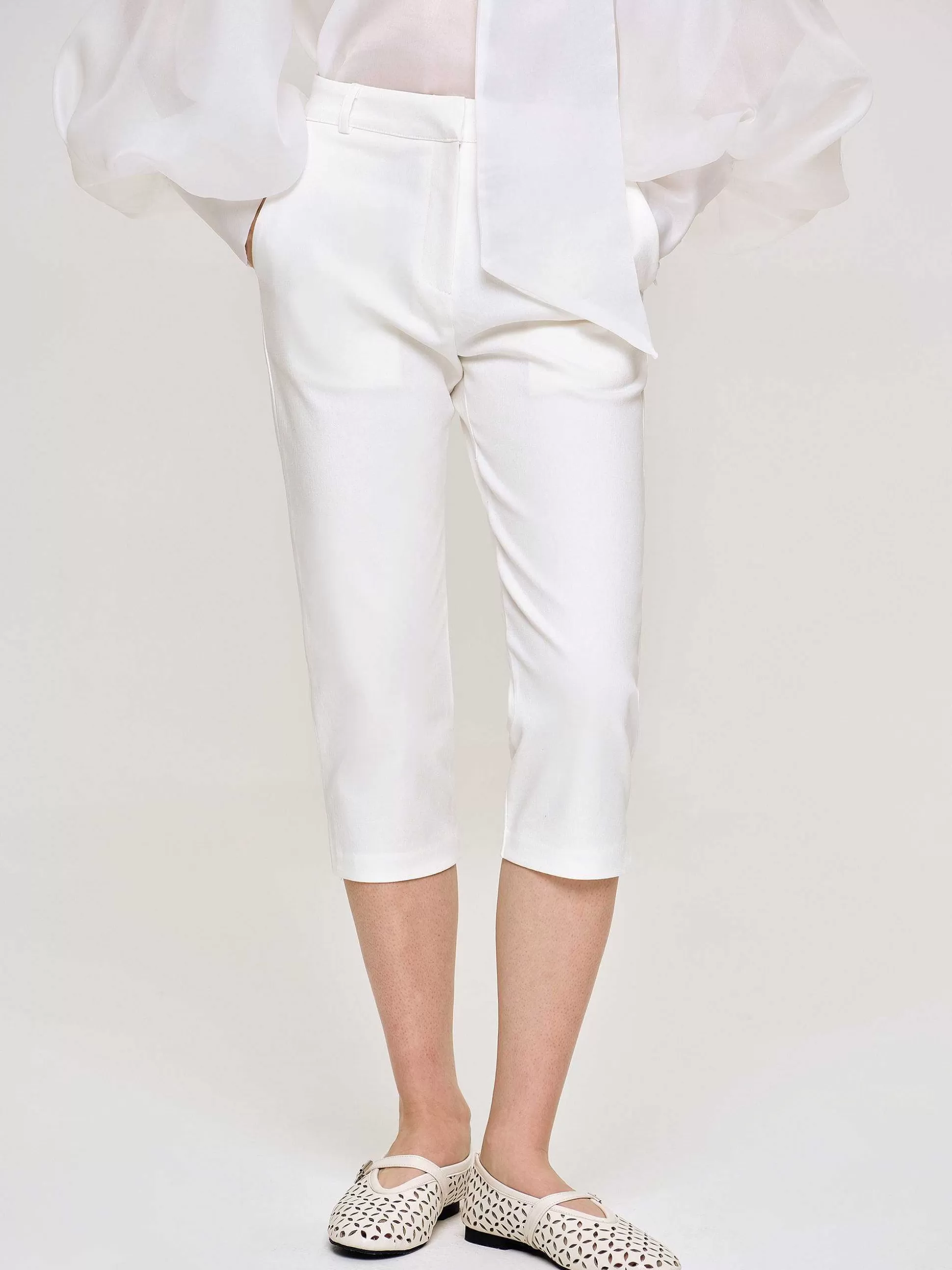 Women Source Unknown Clothing-Slim Capri Pants, White