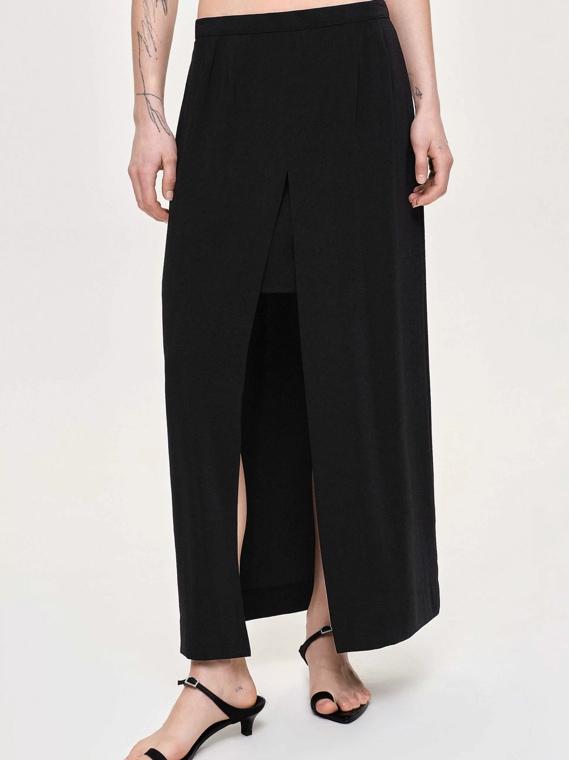 Women Source Unknown Bottoms-Slit Maxi Skirt, Black