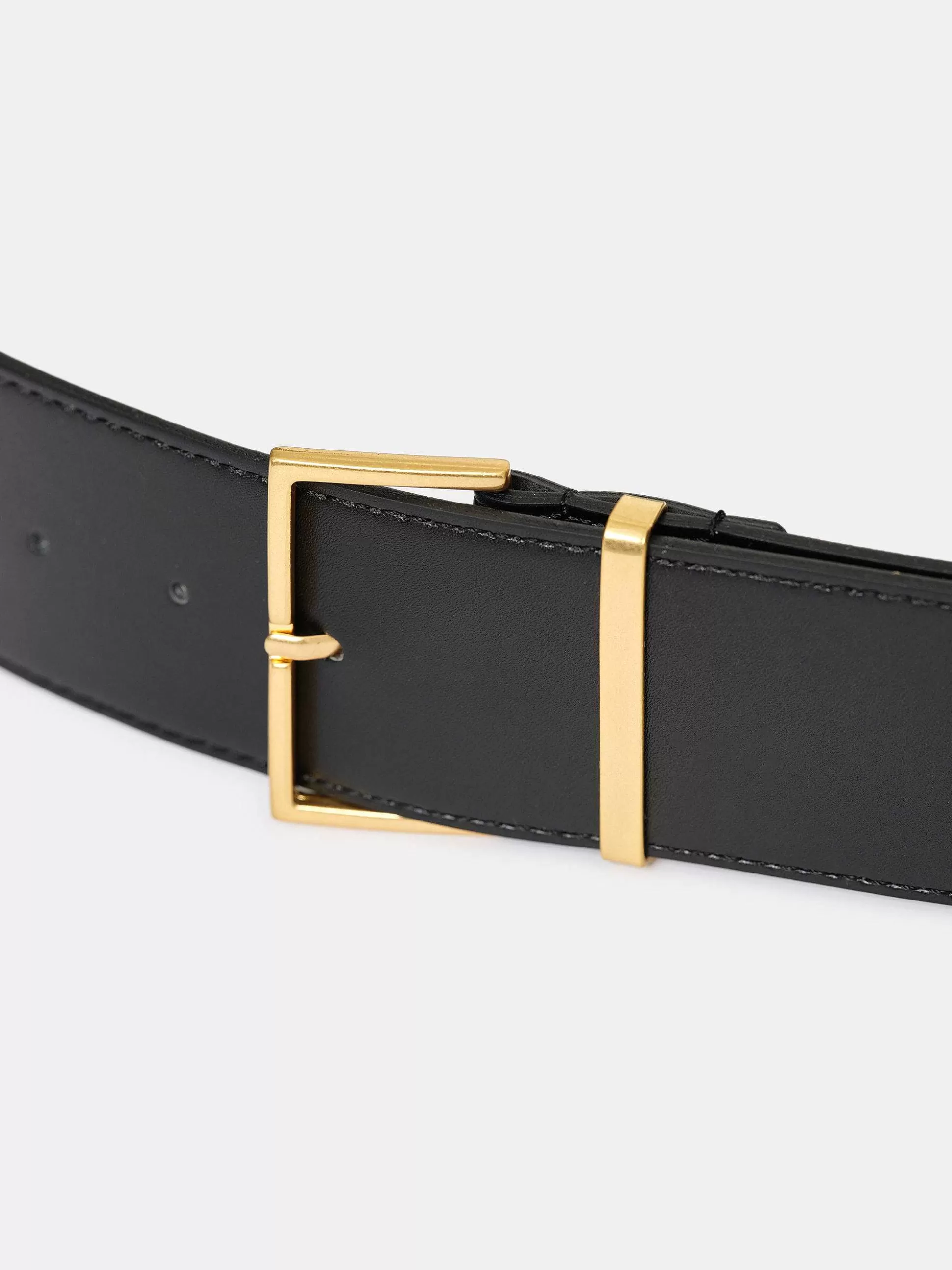 Women Source Unknown Clothing-Square Buckle Belt, Black
