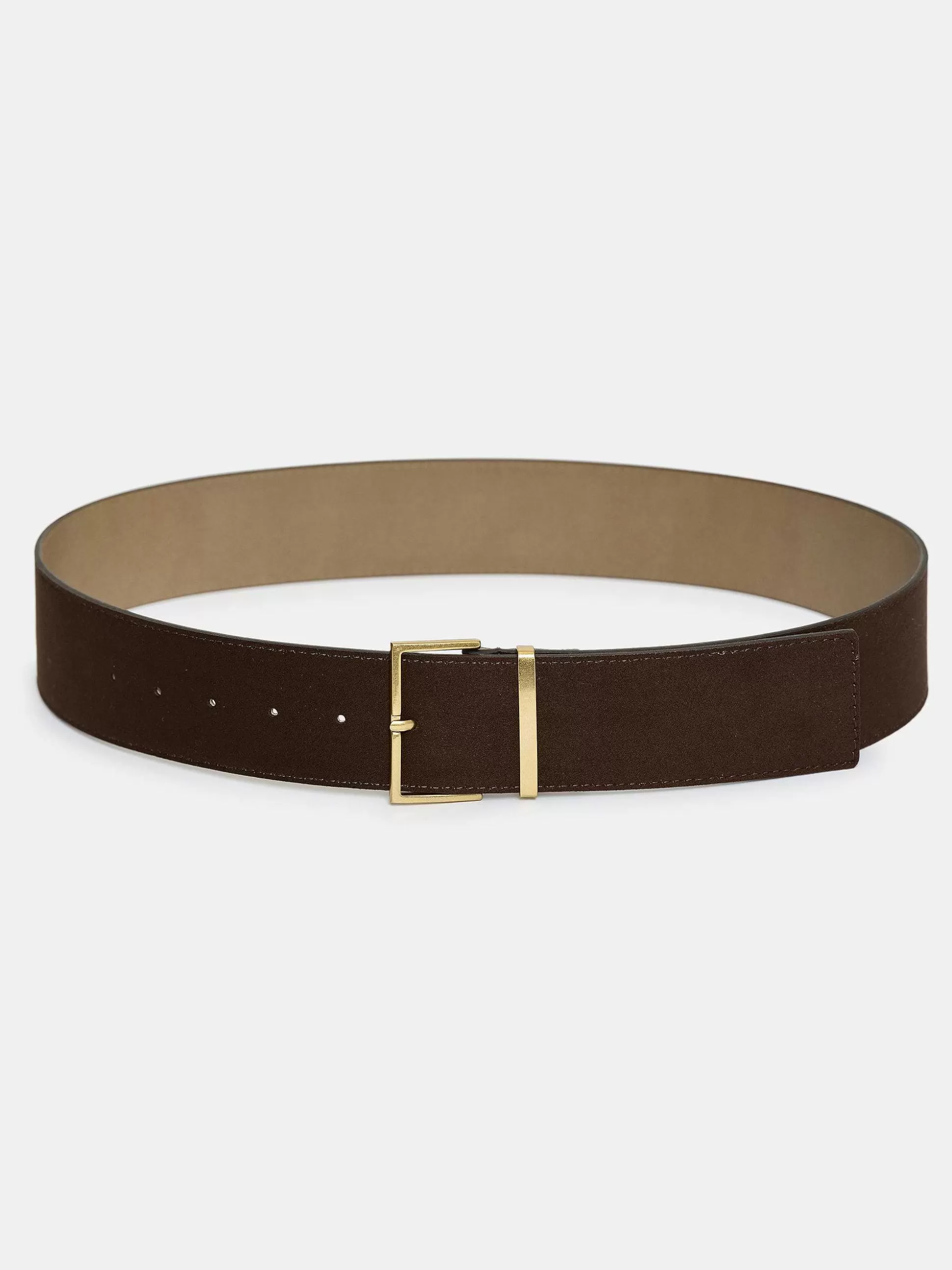 Women Source Unknown Clothing-Square Buckle Suede Belt, Espresso