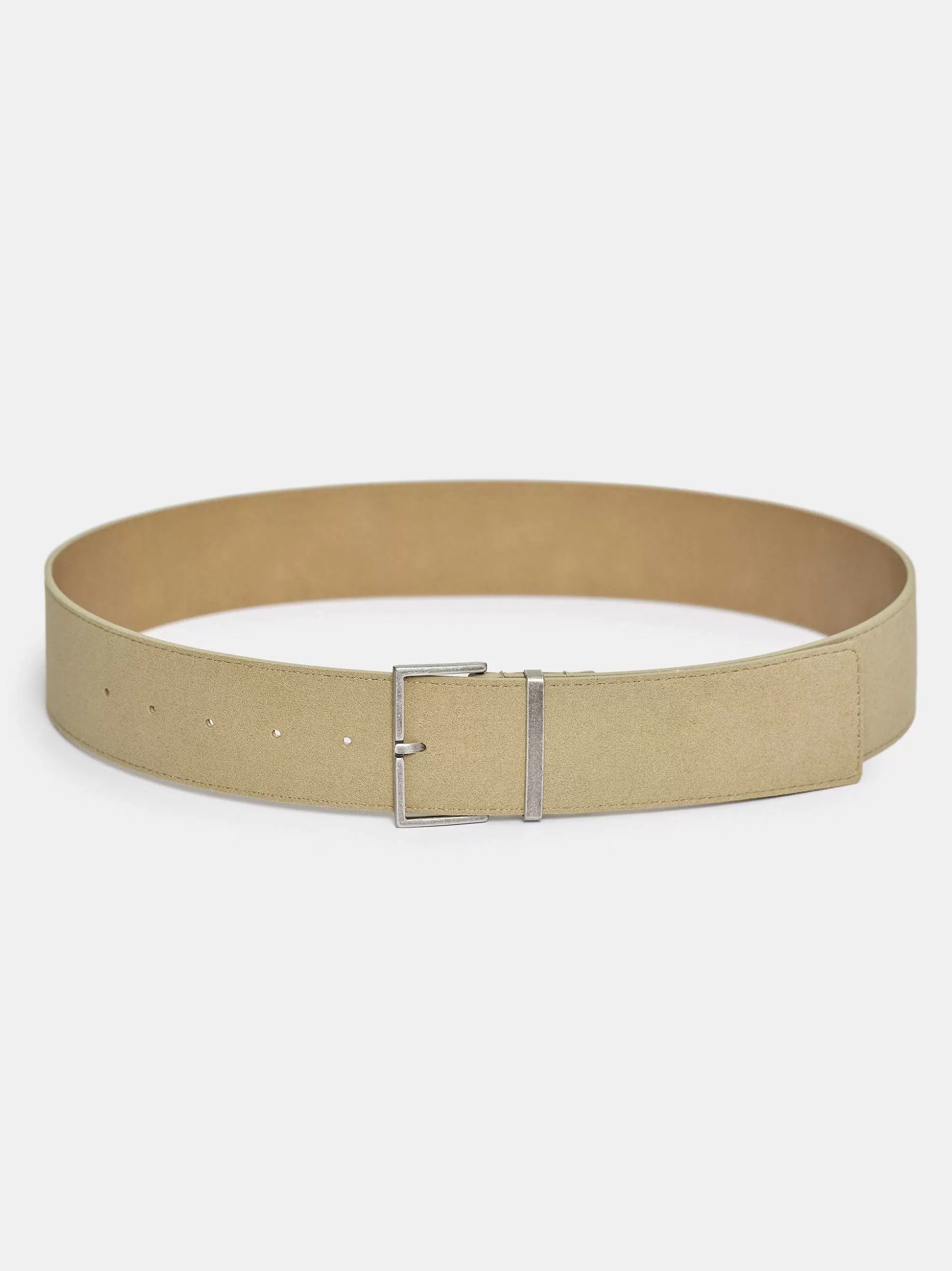 Women Source Unknown Clothing-Square Buckle Suede Belt, Nougat