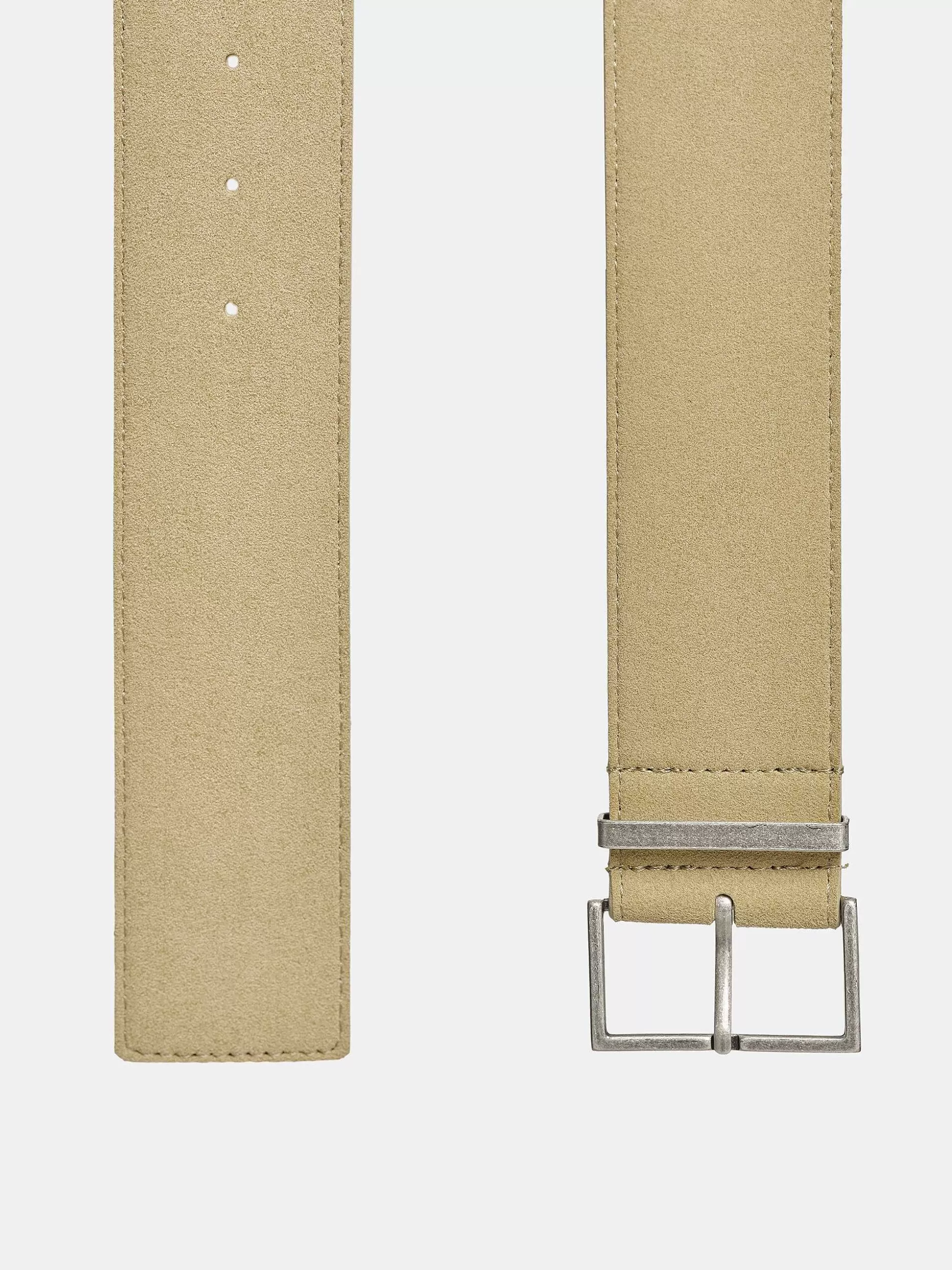 Women Source Unknown Clothing-Square Buckle Suede Belt, Nougat