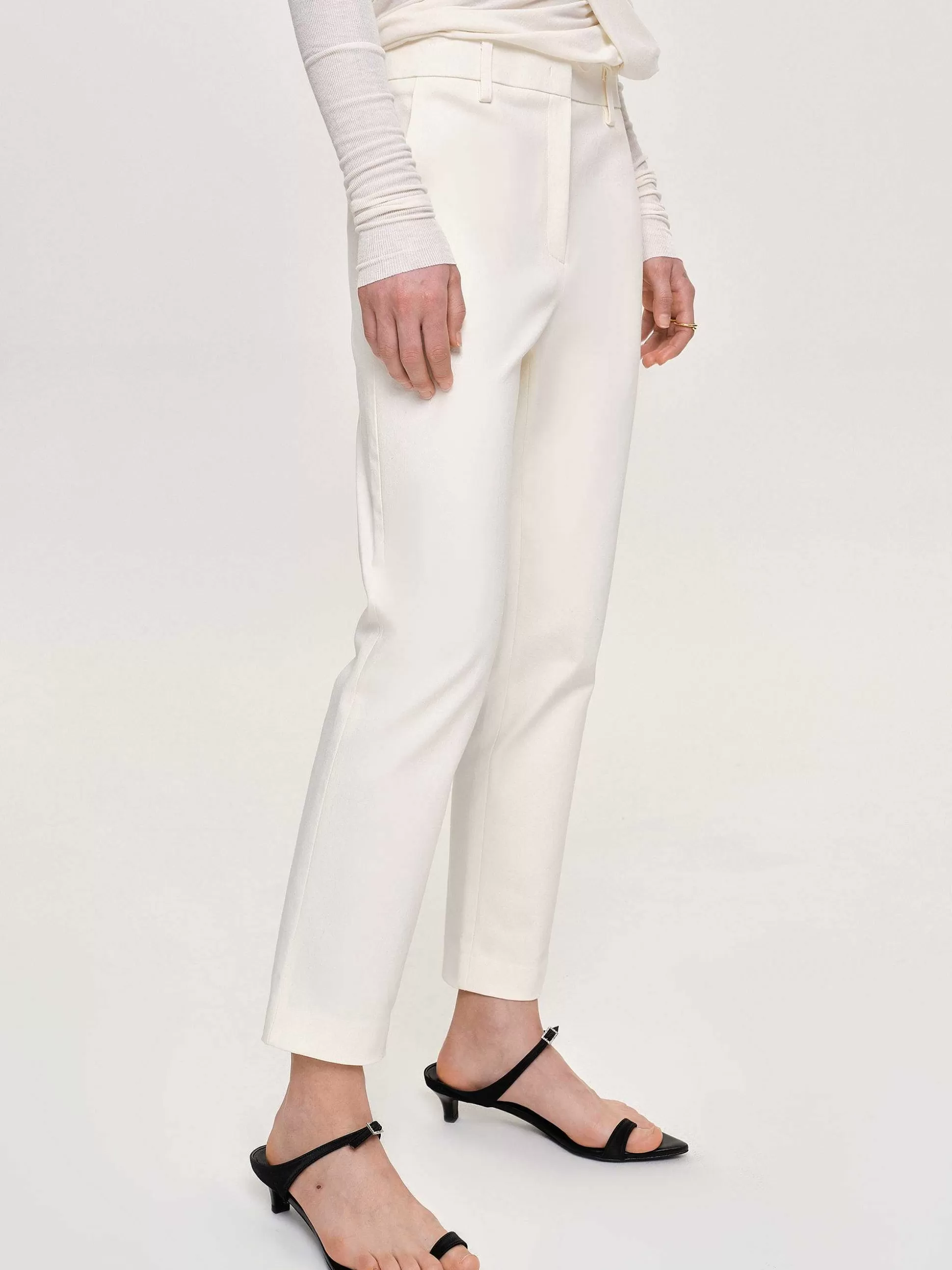 Women Source Unknown Bottoms-Straight Crop Cigarette Trousers, Ivory