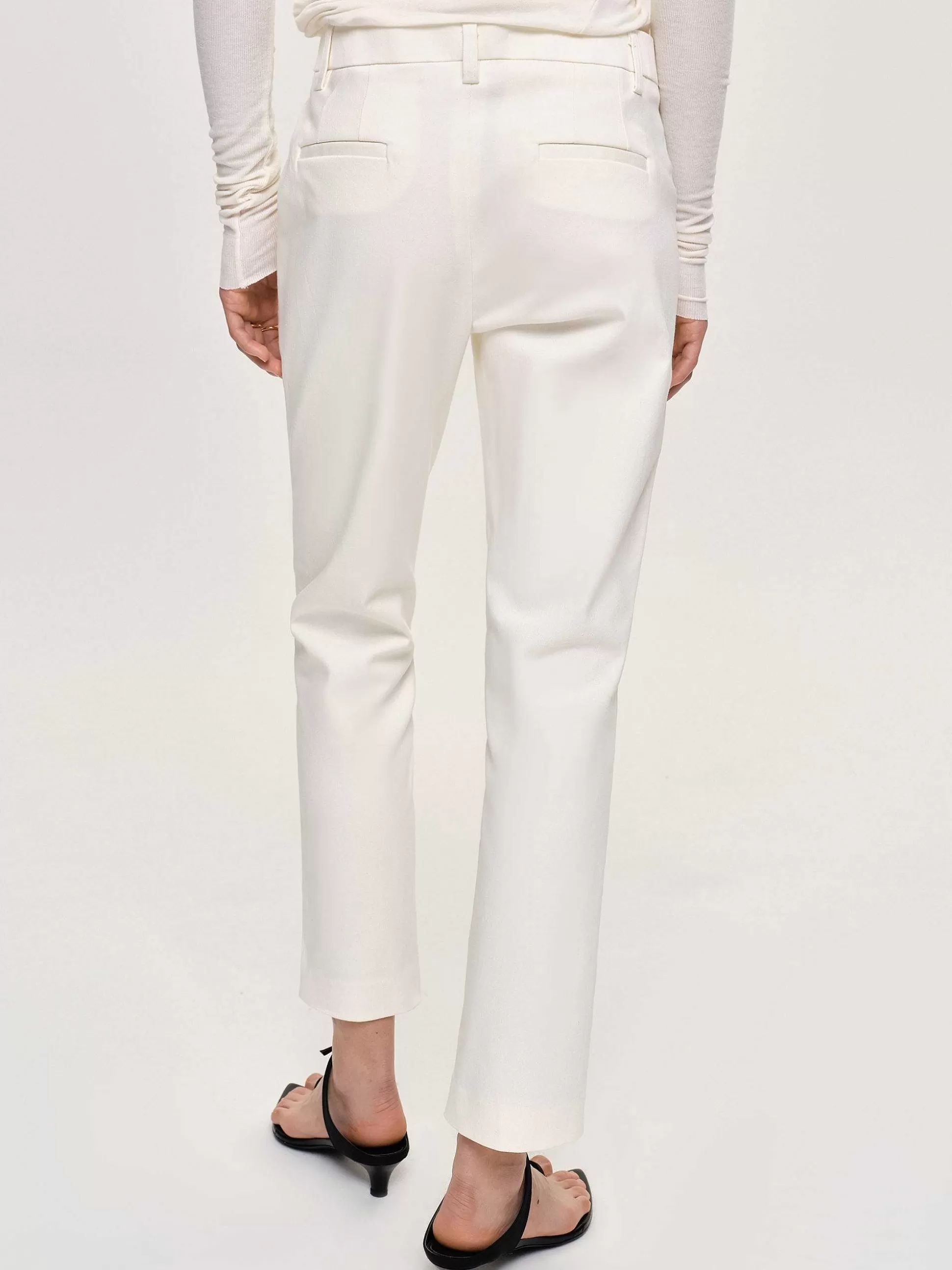 Women Source Unknown Bottoms-Straight Crop Cigarette Trousers, Ivory