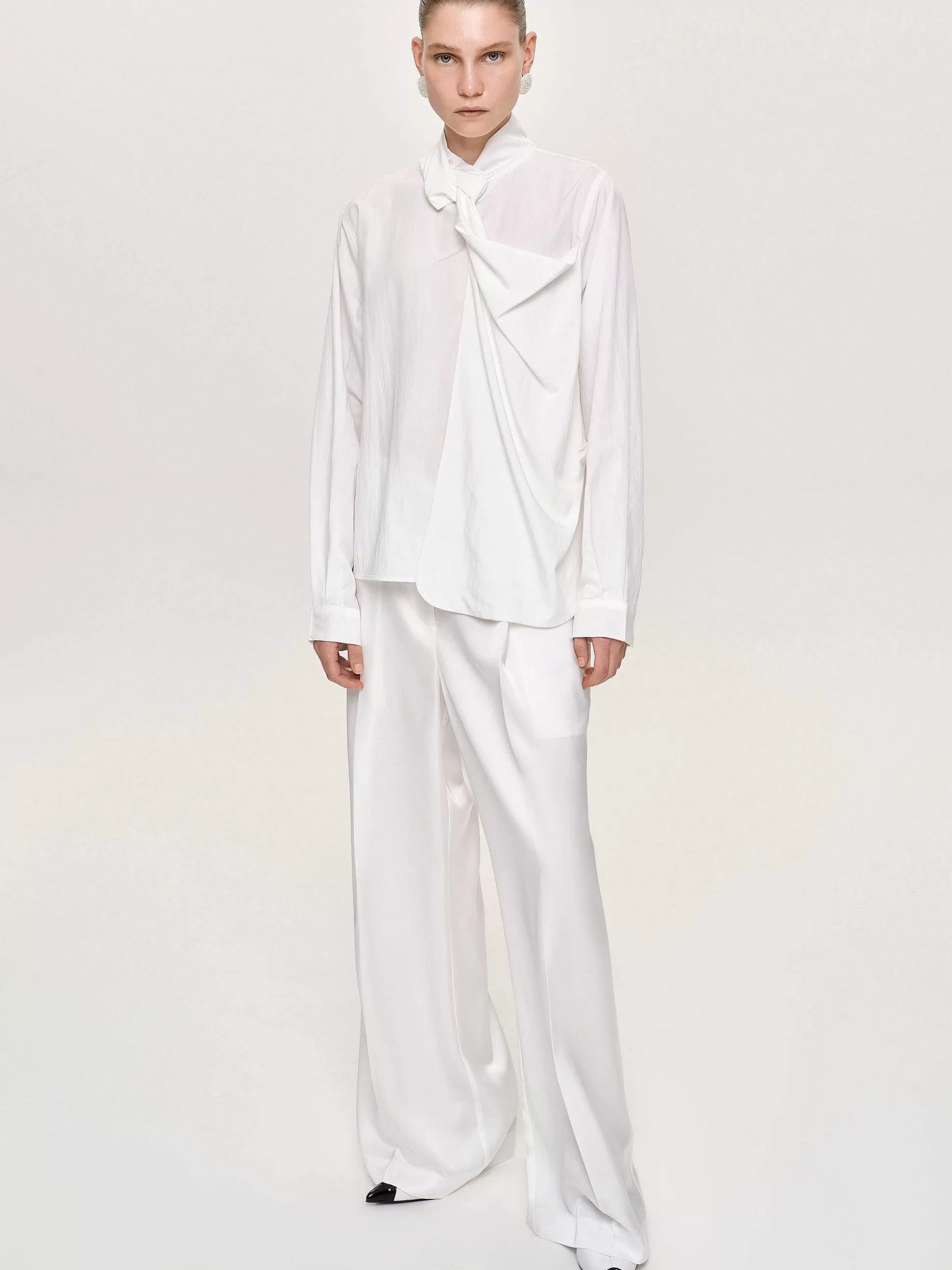 Women Source Unknown Bottoms-Taiamo Fluid Satin Trousers, White