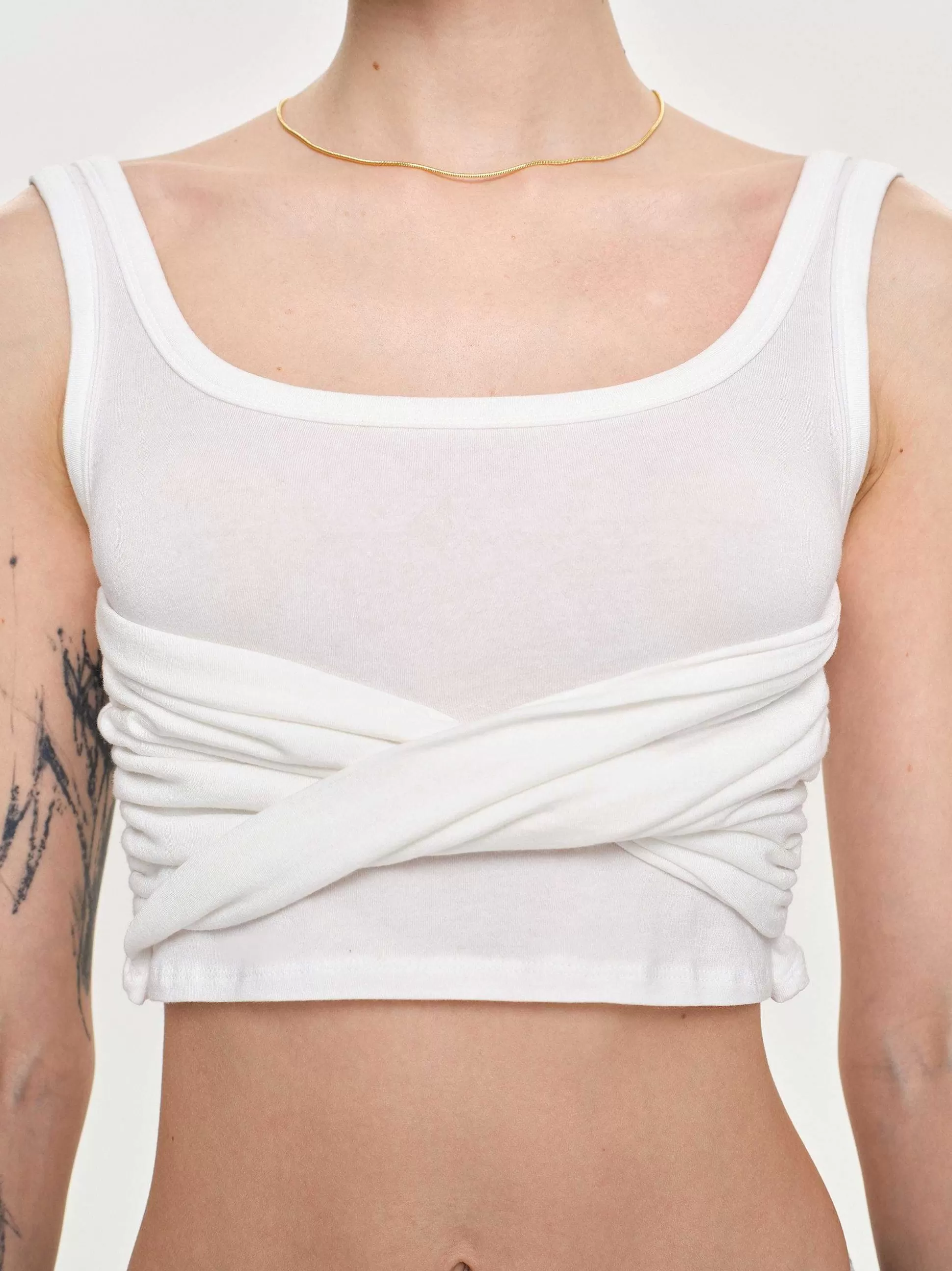 Women Source Unknown Tops-Twist Tank Top, White