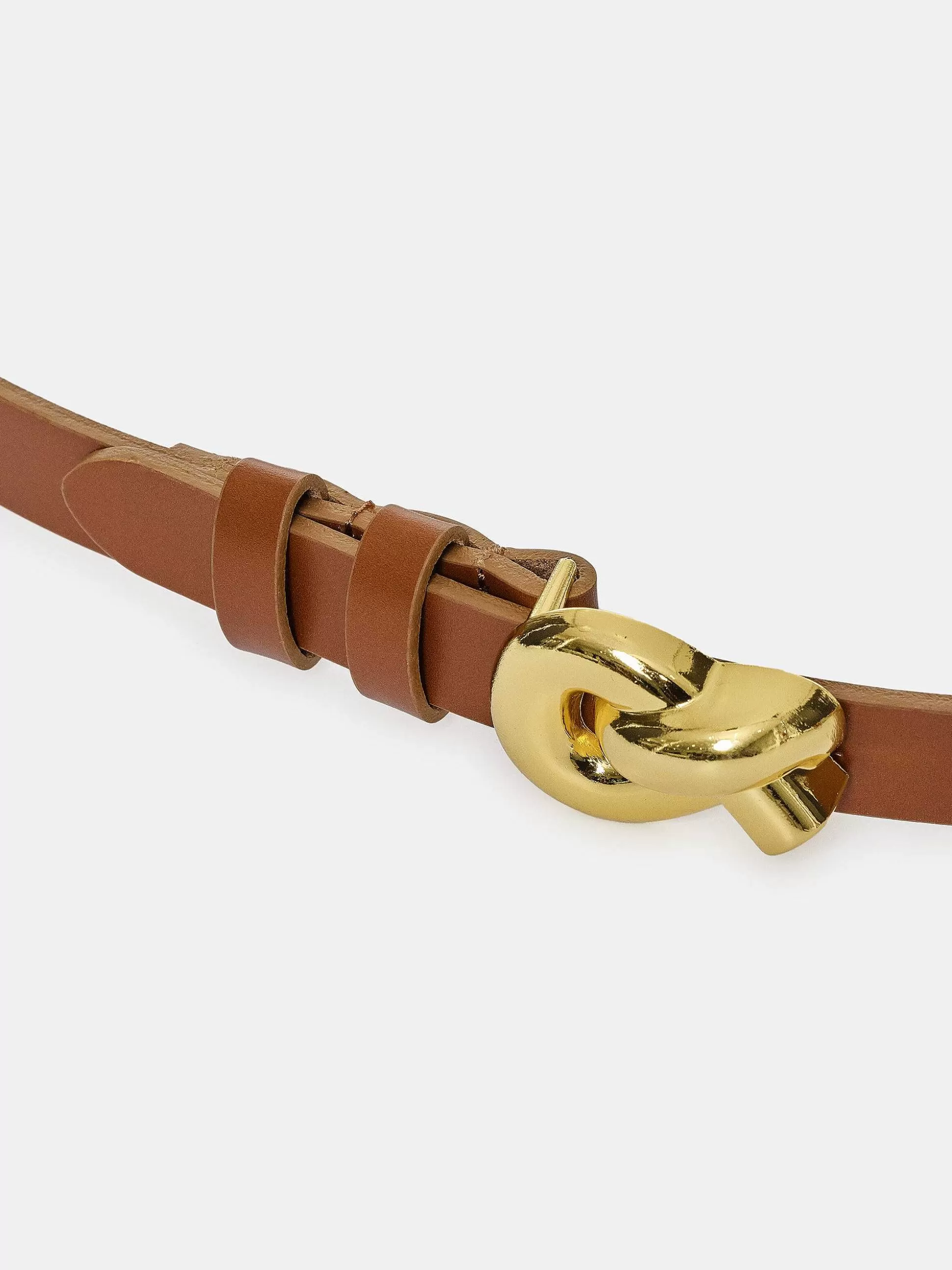 Women Source Unknown Clothing-Twisted Knot Buckle Belt, Camel