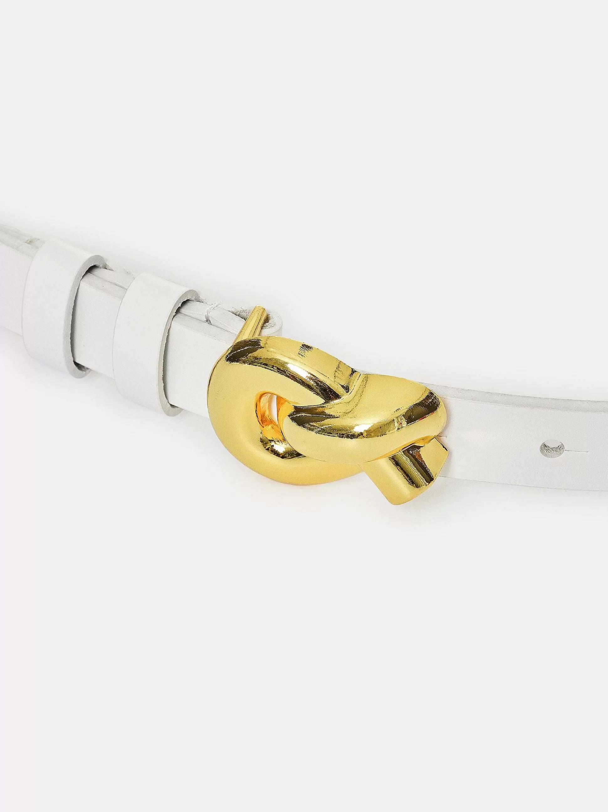 Women Source Unknown Clothing-Twisted Knot Buckle Belt, White