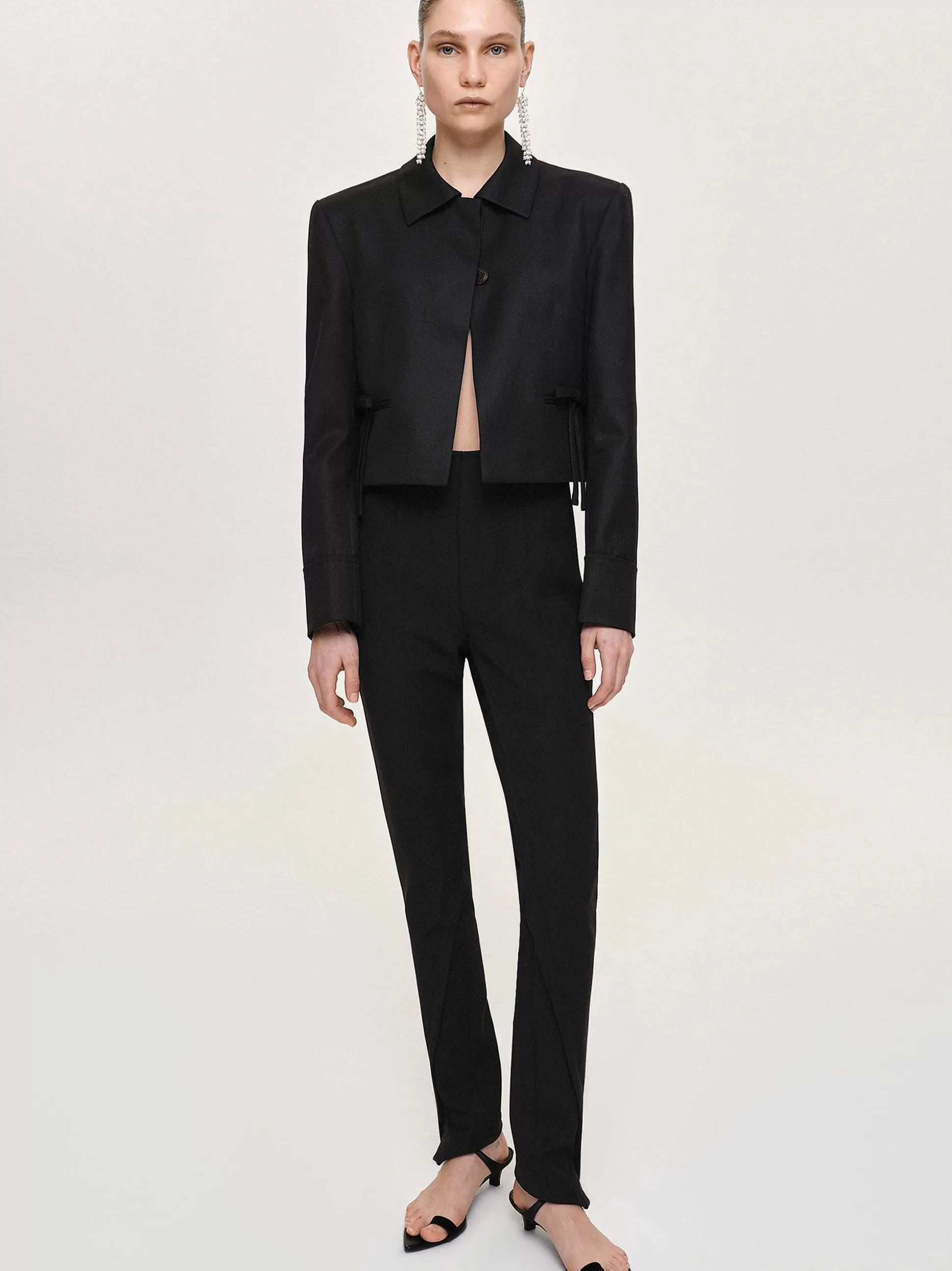 Women Source Unknown Clothing-Tyia Bias-Cut Slim Trousers, Black