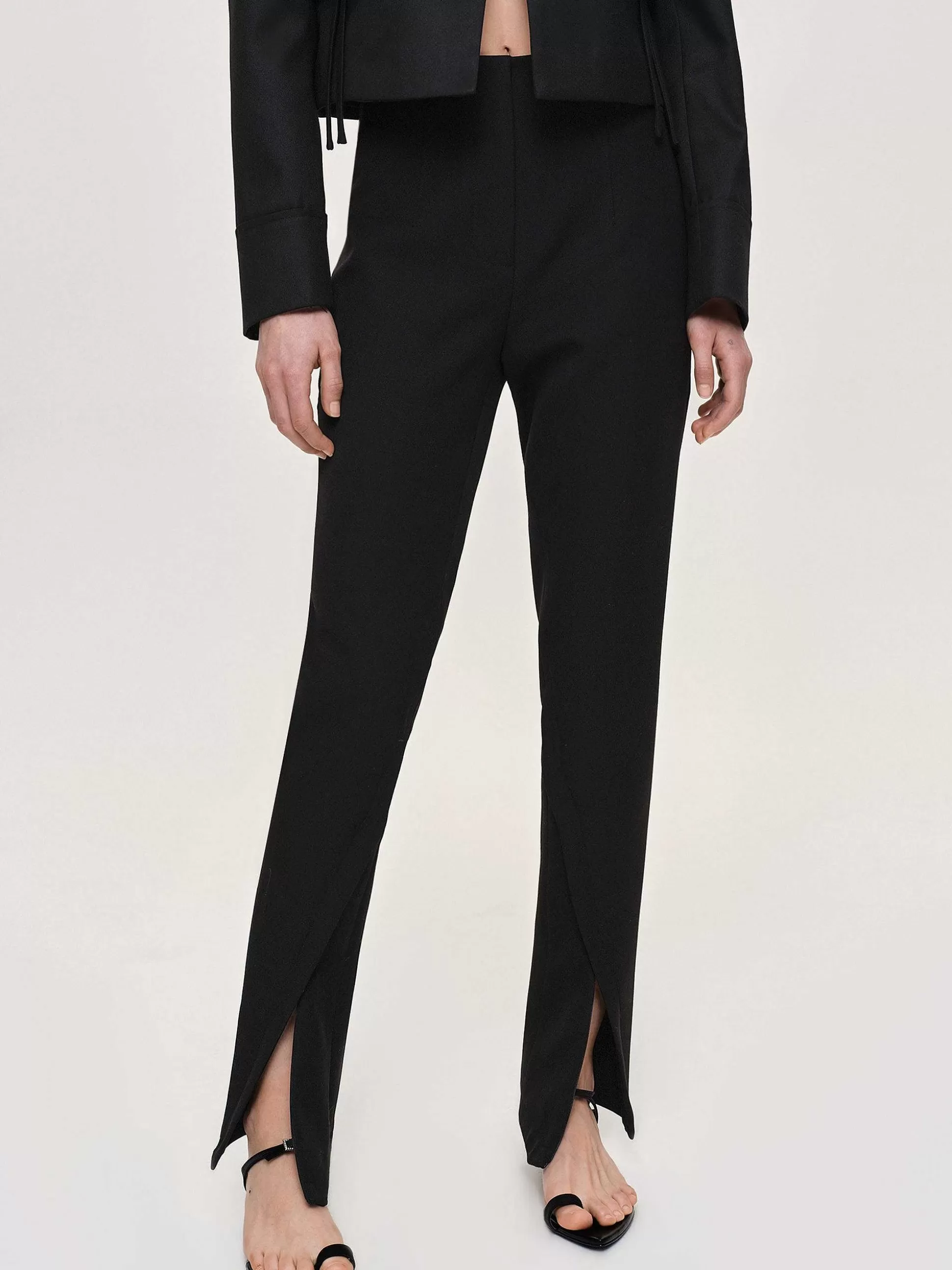 Women Source Unknown Clothing-Tyia Bias-Cut Slim Trousers, Black