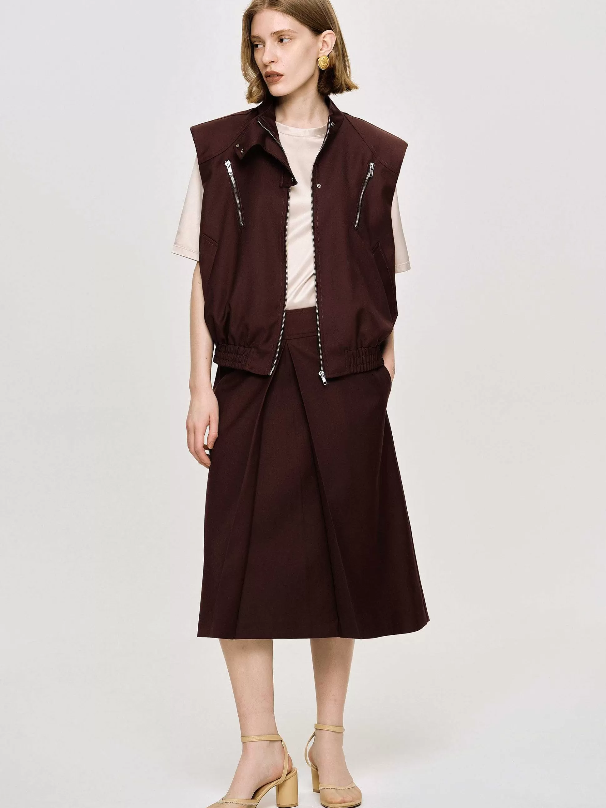 Women Source Unknown Accessories-Versatile Zip Vest, Black Cherry