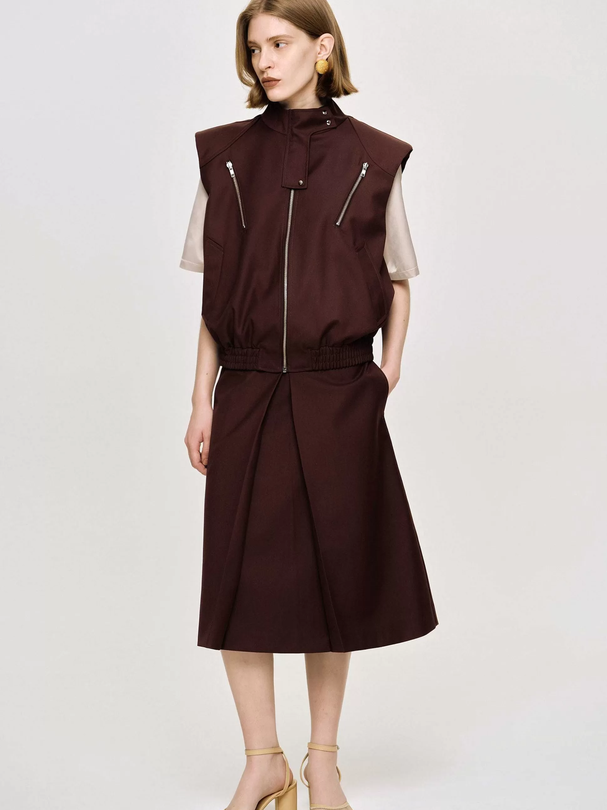 Women Source Unknown Accessories-Versatile Zip Vest, Black Cherry
