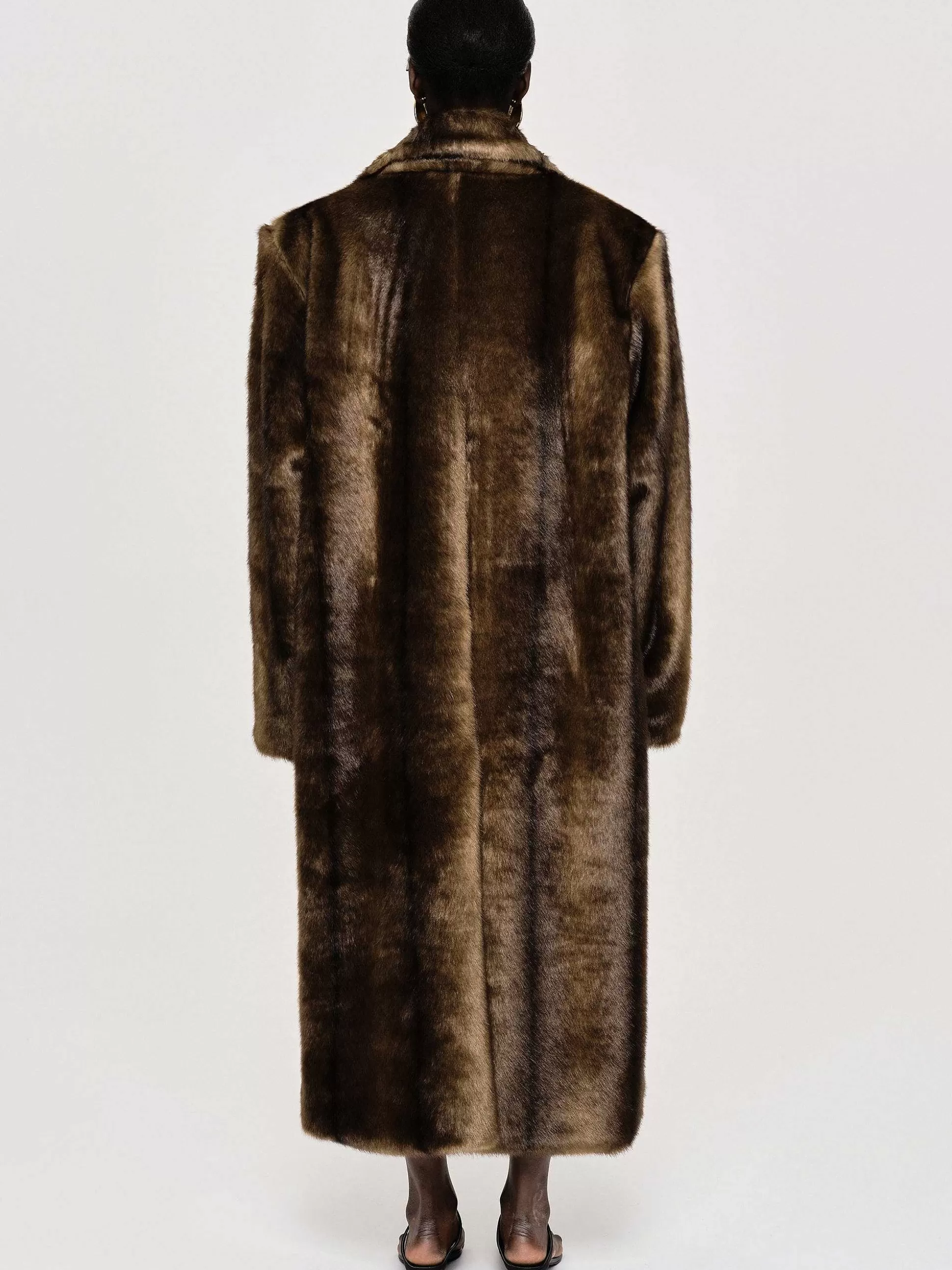 Women Source Unknown Outerwear-Wallis Fur Oversized Grandpa Coat, Espresso