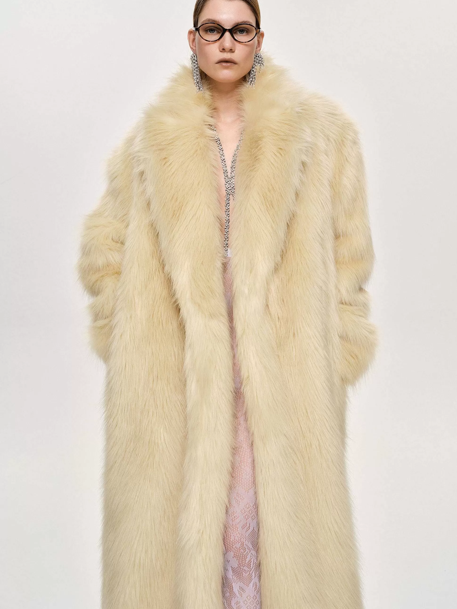 Women Source Unknown Outerwear-Wallis Fur Oversized Grandpa Coat, Tuscan Cream