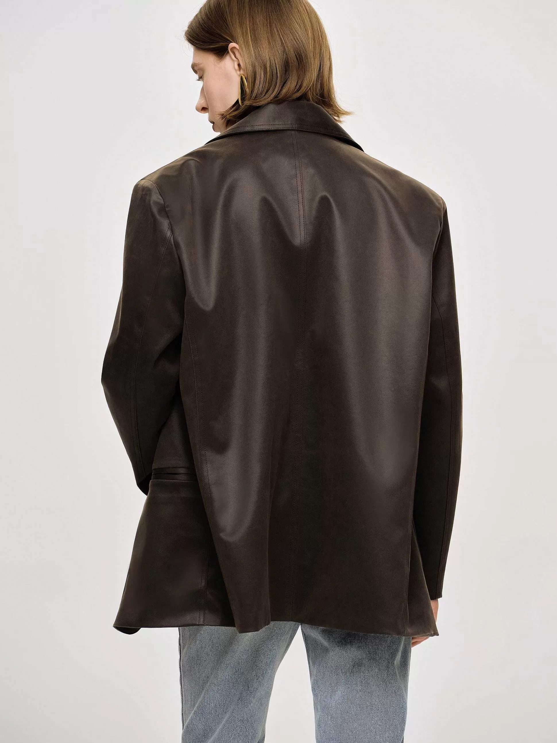 Women Source Unknown Outerwear-Washed Faux Leather Jacket, American Bronze